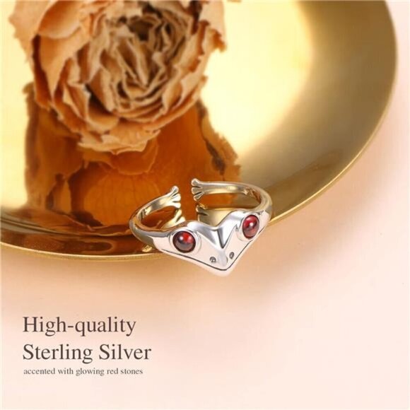 Frog Ring Sterling Silver S925 Thumb Band Jewelry  Women Trendy Fashion - Picture 5 of 8